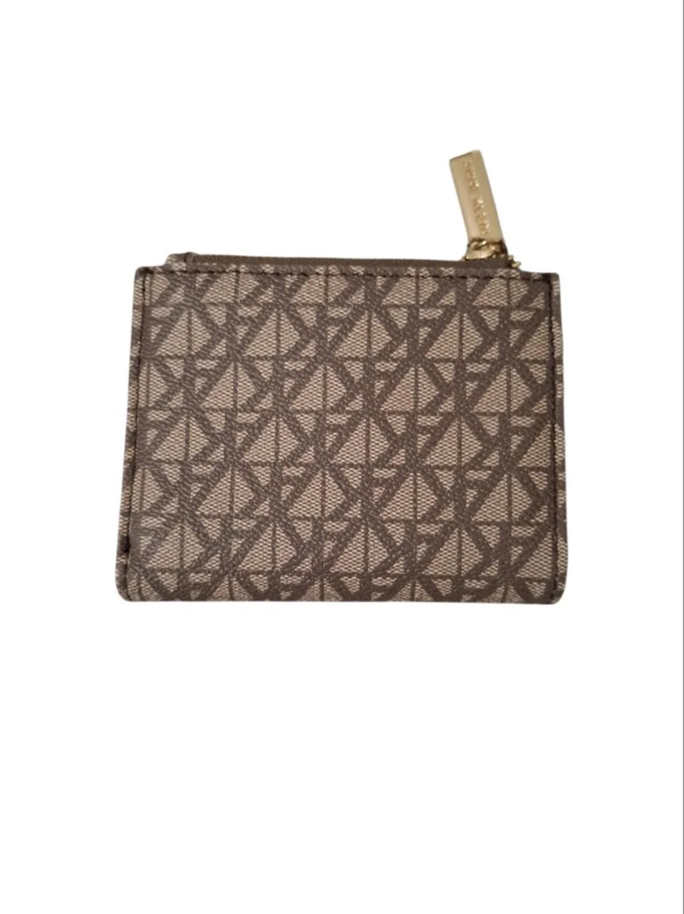 Anne Klein Brown Monogram Compact Zip Wallet